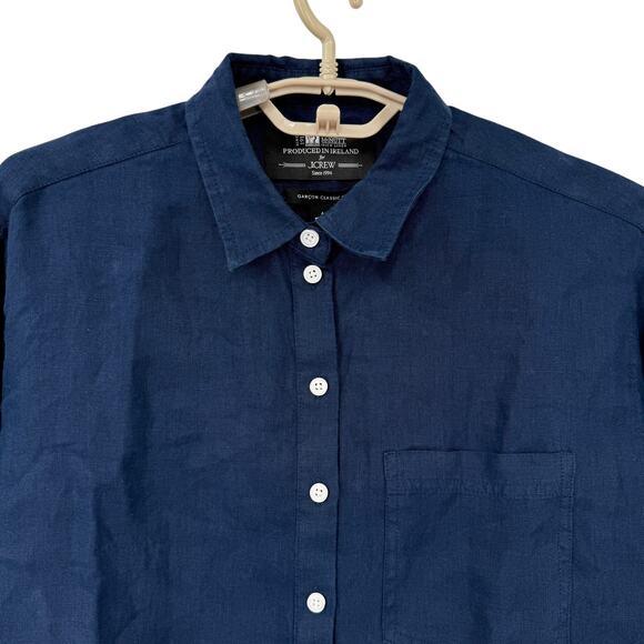 Baird McNutt J Crew Garçon Classic Shirt Irish linen Button Down Navy Size 6 NWT - Picture 3 of 8